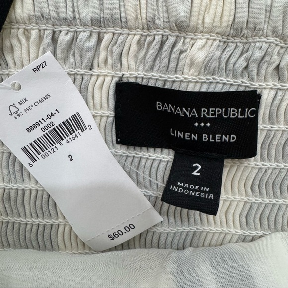NWT Banana Republic Linen Blend Cropped Bustier Corset Shirred Back Women's 2 - Picture 6 of 12